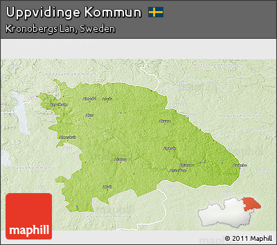 Physical 3D Map of Uppvidinge Kommun, lighten