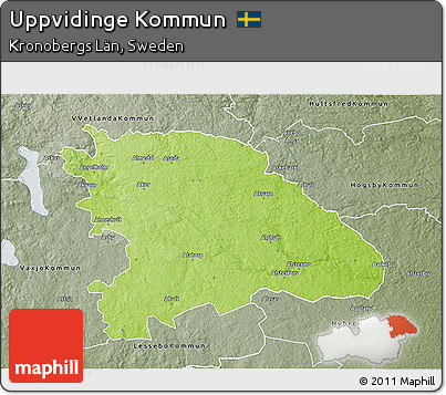 Physical 3D Map of Uppvidinge Kommun, semi-desaturated
