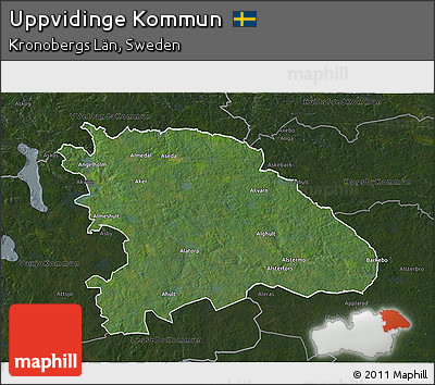 Satellite 3D Map of Uppvidinge Kommun, darken