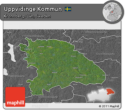 Satellite 3D Map of Uppvidinge Kommun, desaturated