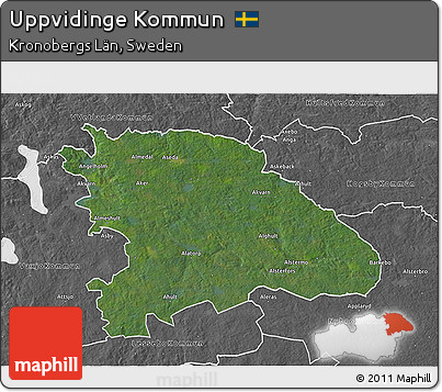 Satellite 3D Map of Uppvidinge Kommun, desaturated