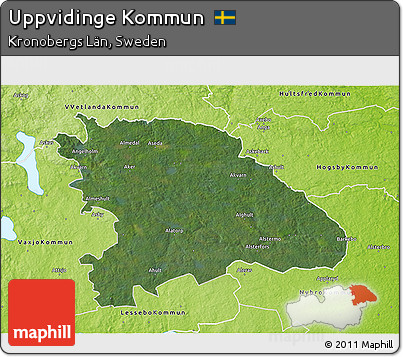 Satellite 3D Map of Uppvidinge Kommun, physical outside
