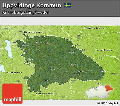 Satellite 3D Map of Uppvidinge Kommun, physical outside