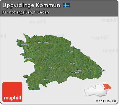 Satellite 3D Map of Uppvidinge Kommun, single color outside