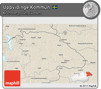 Shaded Relief 3D Map of Uppvidinge Kommun