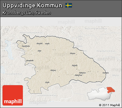 Shaded Relief 3D Map of Uppvidinge Kommun, lighten