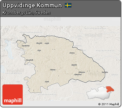 Shaded Relief 3D Map of Uppvidinge Kommun, lighten