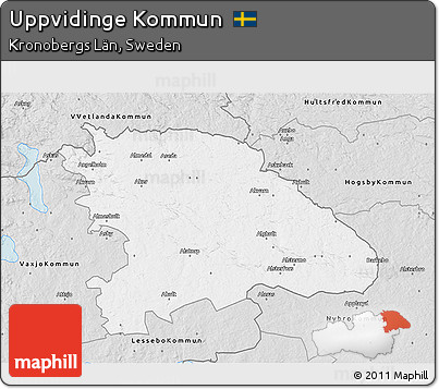 Silver Style 3D Map of Uppvidinge Kommun