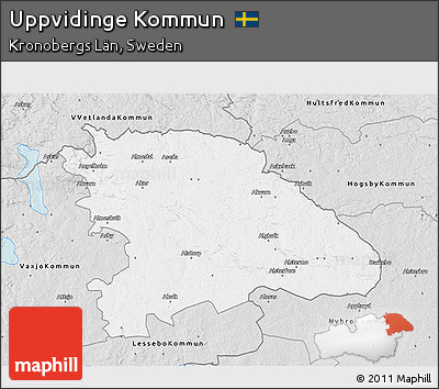 Silver Style 3D Map of Uppvidinge Kommun