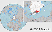 Gray Location Map of Uppvidinge Kommun, highlighted country, highlighted parent region, hill shading