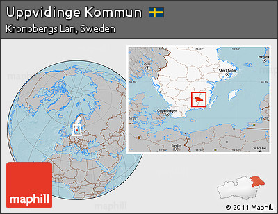 Gray Location Map of Uppvidinge Kommun, highlighted country, hill shading