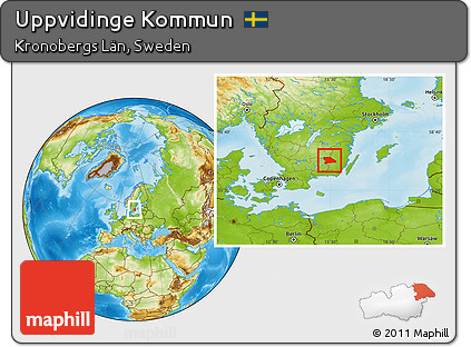 Physical Location Map of Uppvidinge Kommun