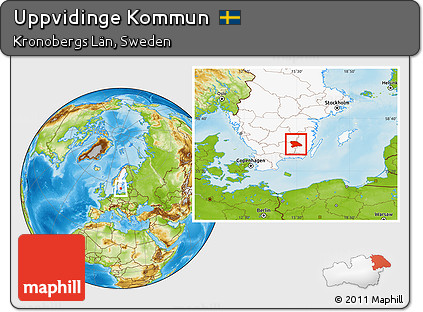 Physical Location Map of Uppvidinge Kommun, highlighted country
