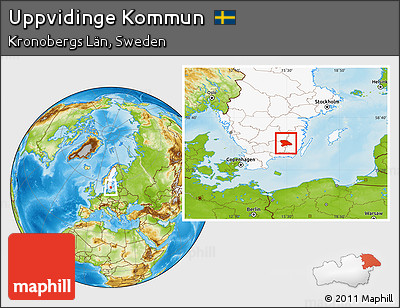 Physical Location Map of Uppvidinge Kommun, highlighted country