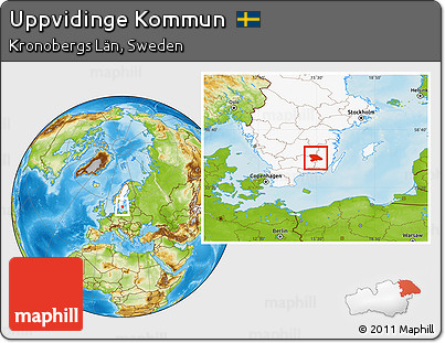 Physical Location Map of Uppvidinge Kommun, highlighted country