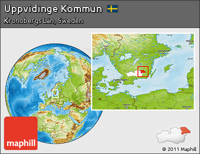 Physical Location Map of Uppvidinge Kommun, highlighted parent region