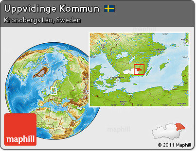 Physical Location Map of Uppvidinge Kommun, highlighted parent region