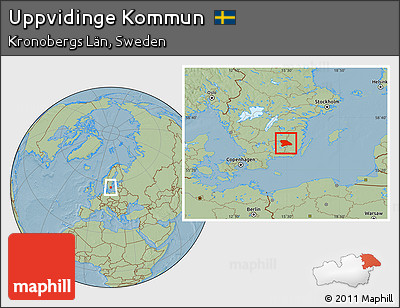 Savanna Style Location Map of Uppvidinge Kommun, hill shading