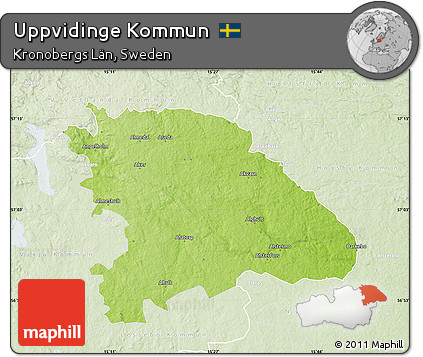 Physical Map of Uppvidinge Kommun, lighten