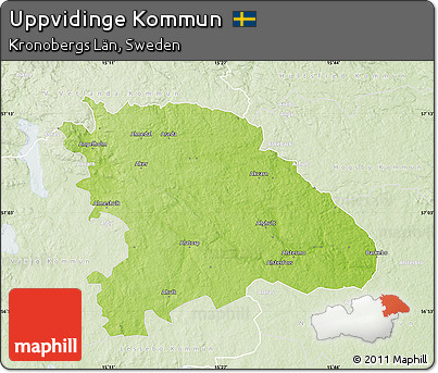 Physical Map of Uppvidinge Kommun, lighten