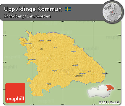Savanna Style Map of Uppvidinge Kommun, single color outside