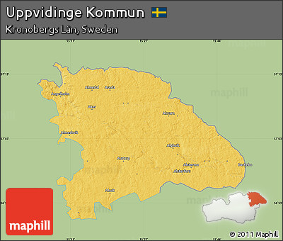 Savanna Style Map of Uppvidinge Kommun, single color outside