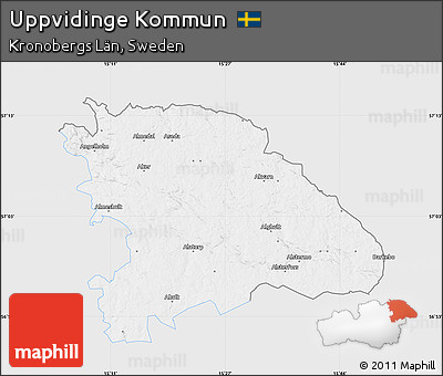 Silver Style Map of Uppvidinge Kommun, single color outside