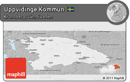 Gray Panoramic Map of Uppvidinge Kommun