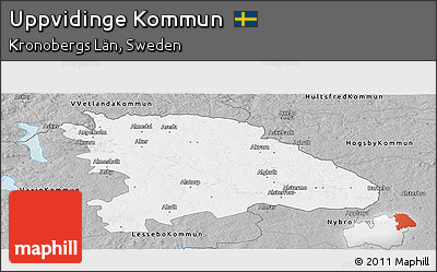 Gray Panoramic Map of Uppvidinge Kommun