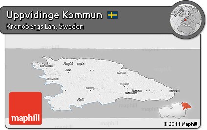 Gray Panoramic Map of Uppvidinge Kommun, single color outside