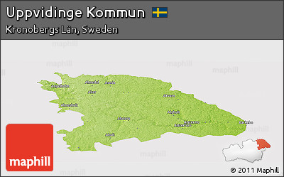 Physical Panoramic Map of Uppvidinge Kommun, cropped outside