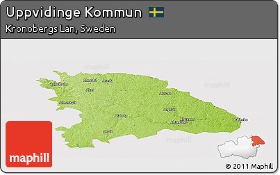Physical Panoramic Map of Uppvidinge Kommun, cropped outside