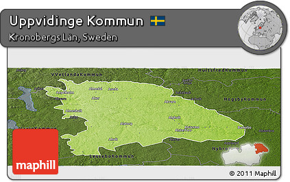 Physical Panoramic Map of Uppvidinge Kommun, darken