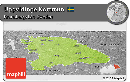 Physical Panoramic Map of Uppvidinge Kommun, desaturated