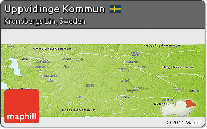 Physical Panoramic Map of Uppvidinge Kommun