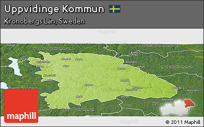 Physical Panoramic Map of Uppvidinge Kommun, satellite outside