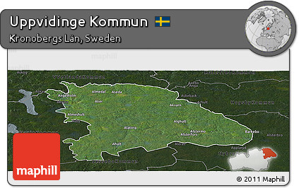 Satellite Panoramic Map of Uppvidinge Kommun, darken