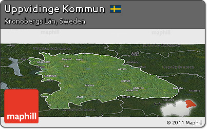 Satellite Panoramic Map of Uppvidinge Kommun, darken