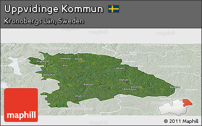 Satellite Panoramic Map of Uppvidinge Kommun, lighten