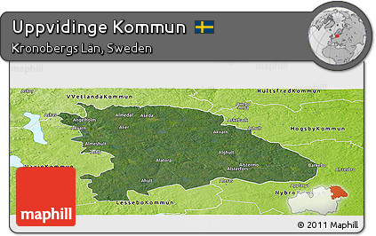 Satellite Panoramic Map of Uppvidinge Kommun, physical outside