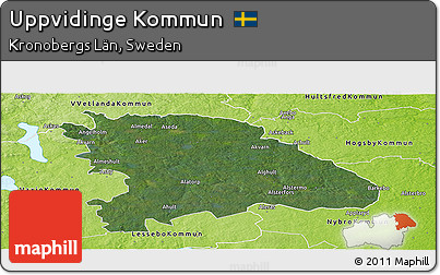 Satellite Panoramic Map of Uppvidinge Kommun, physical outside