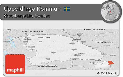 Silver Style Panoramic Map of Uppvidinge Kommun