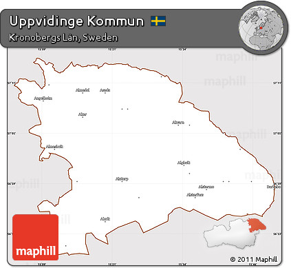 Classic Style Simple Map of Uppvidinge Kommun, cropped outside