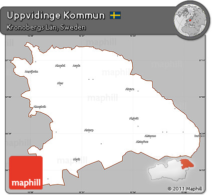 Gray Simple Map of Uppvidinge Kommun, cropped outside