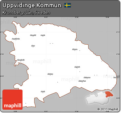 Gray Simple Map of Uppvidinge Kommun, cropped outside