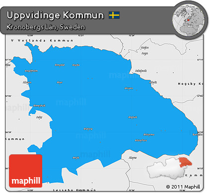 Political Simple Map of Uppvidinge Kommun, single color outside, borders and labels