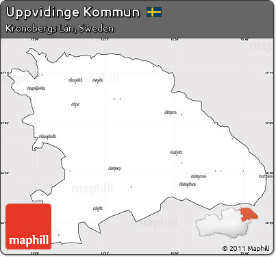 Silver Style Simple Map of Uppvidinge Kommun, cropped outside