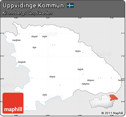 Silver Style Simple Map of Uppvidinge Kommun, single color outside
