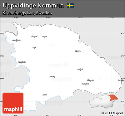 Silver Style Simple Map of Uppvidinge Kommun, single color outside