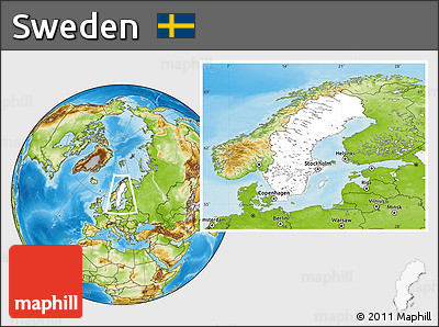Blank Location Map of Sweden, physical outside